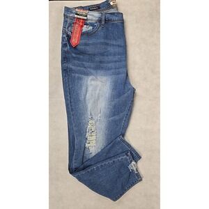 NEW Hot Kiss Jeans Women Size 24 Blue Denim Distressed Stretch Skinny Jegging